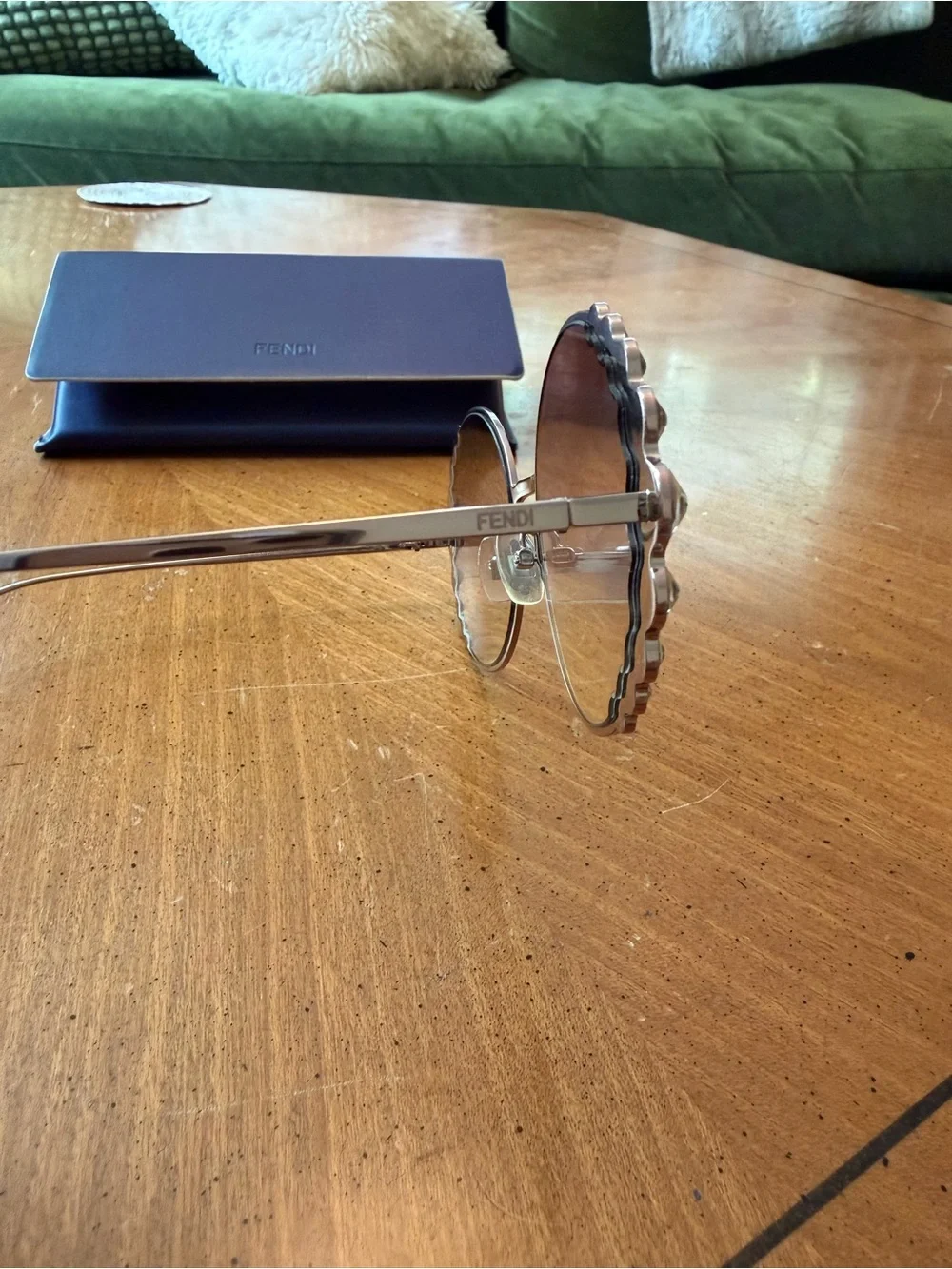 Fendi 58mm Oversized Round Embellished Sunglasses
